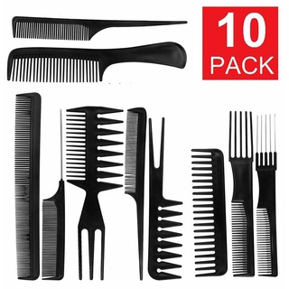 [Hàng mới về] Set 10 lược nhựa màu đen tạo kiểu tóc chuyên nghiệp cho salon