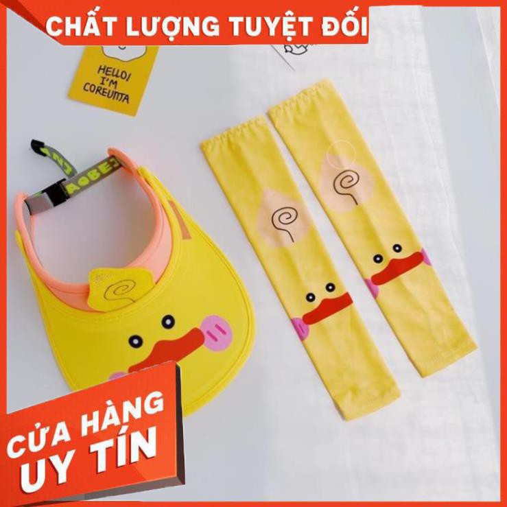 Bộ Ống Tay Chống Nắng Và Mũ Họa Tiết Hoạt Hình Thời Trang Mùa Hè Cho Bé