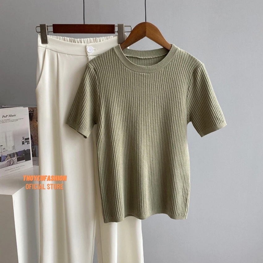 Áo Len Tăm Đũa Cộc Tay Dáng Ôm Cổ Tròn Basic M3029 | BigBuy360 - bigbuy360.vn