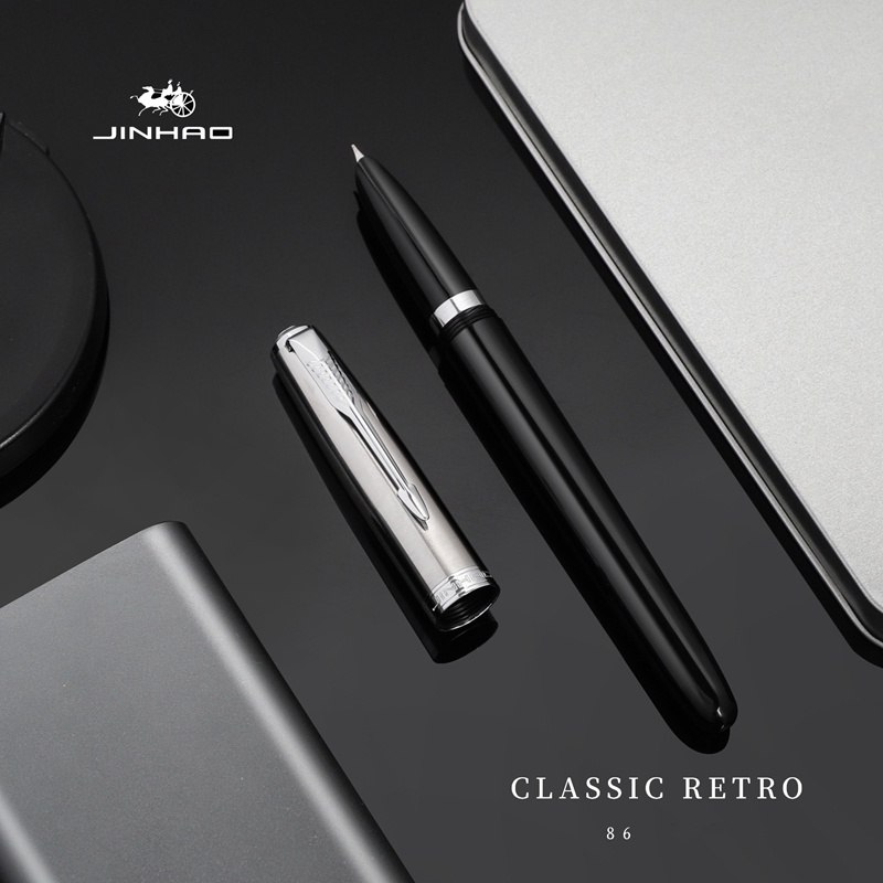 Bút máy màu bạc phong cách cổ điển cho văn phòng/trường học Jinhao 86 Classic Retro B6277 sử dụng hàng ngày