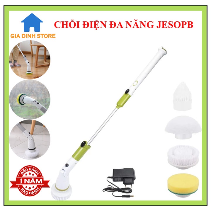 Chổi điện cọ nhà vệ sinh đa năng, chà sàn/sân/tường/kính/trần, pin 4000mah, cán dài tiện dụng