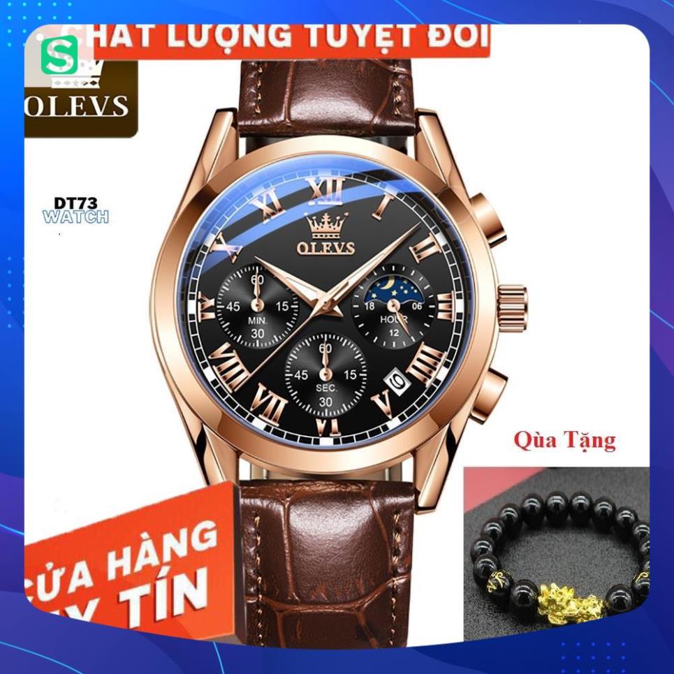 [CHÍNH HÃNG]Đồng hồ đeo tay nam OLEVS 2871 cao cấp,chống nước,chống xước,có dạ quang,dây da,đẹp,giá rẻ,mặt tròn