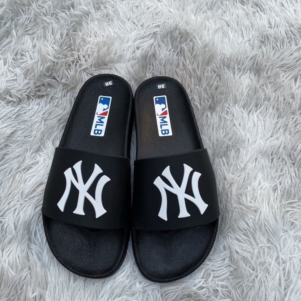 Dép quai ngang MLB dép Unisex nam nữ đế cao su êm chân bền chắc thời trang họa tiết NY