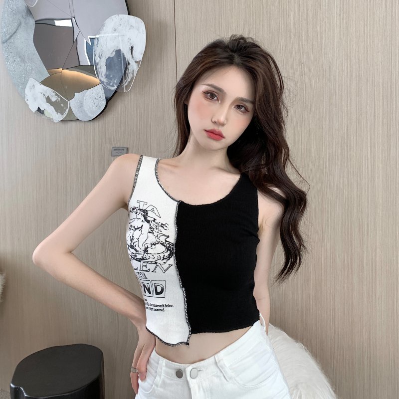 Áo Hai Dây Dệt Kim Co Giãn In Họa Tiết Thời Trang Mùa Hè Cho Nữ | BigBuy360 - bigbuy360.vn