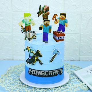 Topper Trang Trí Bánh Kem Hình Nhân Vật Trong Game Minecraft