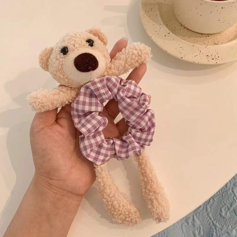 Dây Cột Tóc Lông Thỏ Hình Gấu Hoạt Hình Dễ Thương