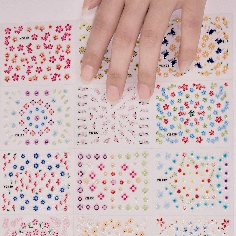 Miếng Dán Trang Trí Móng Tay Nghệ Thuật 3D Hình Hoa Nhiều Màu Sắc