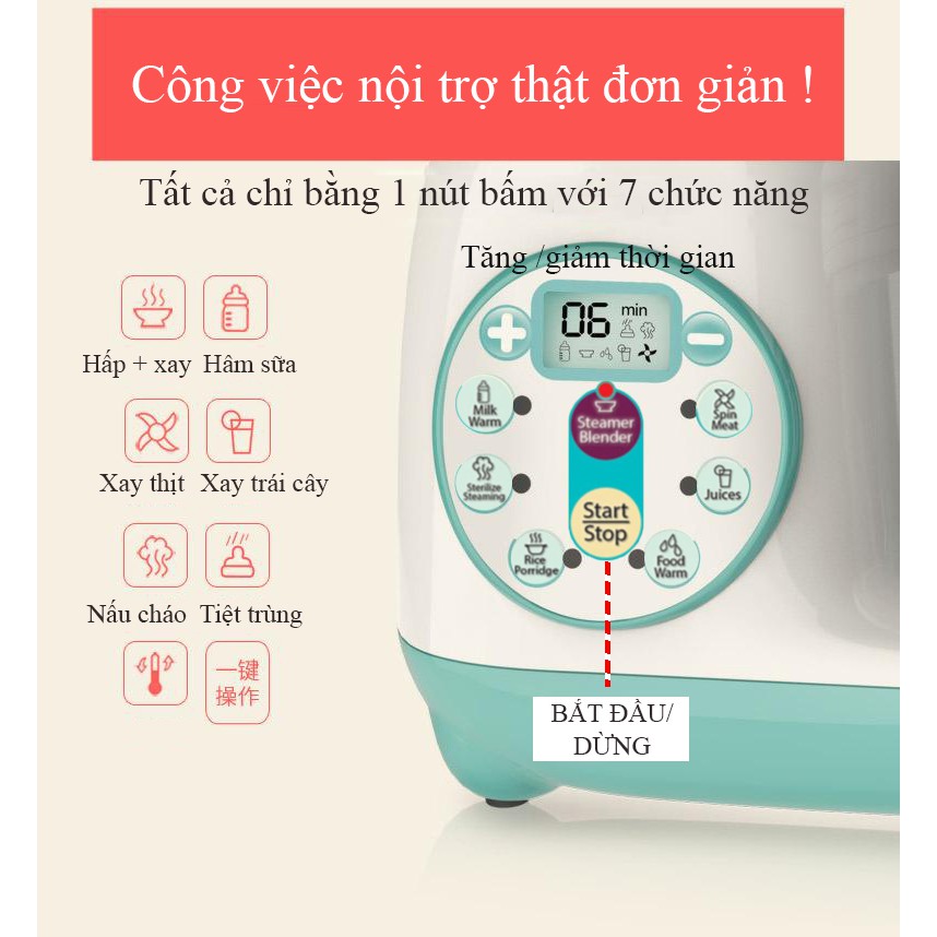 Máy xay hấp đa năng, hầm cháo, hâm sữa, tiết trùng 7 in 1 McDou (Nhãn hiệu toàn cầu)