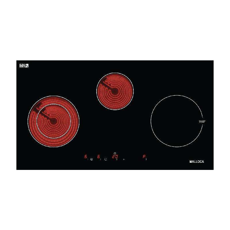 Bếp kết hợp điện từ âm Malloca 2 điện 1 từ MH 03IRA , bếp âm 2 hồng ngoại 1 từ, điều khiển cảm ứng, chức năng hẹn giờ
