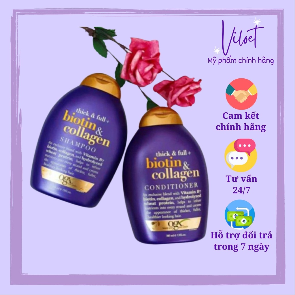 Cặp dầu gội xả tóc tím Biotin Collagen chính hãng chống rụng tóc giúp tóc dày - Shop Viloet