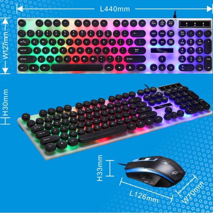 Bộ Bàn Phím Và Chuột Máy Tính Giả Cơ Nút Tròn G21 Đèn LED Chế Độ Sáng 7 Màu Siêu Đẹp Và Chơi Bời Cho Ae.