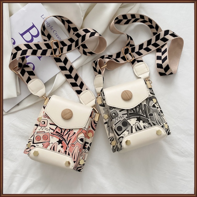 Túi Đeo Vai Hình Vuông Cỡ Nhỏ Họa Tiết Graffiti Thời Trang Cho Nữ