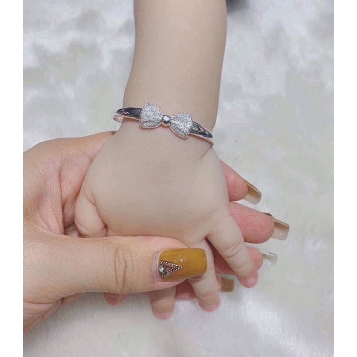 Vòng nơ BẠC NGUYÊN CHẤT CHO BÉ size sơ sinh - 25kg