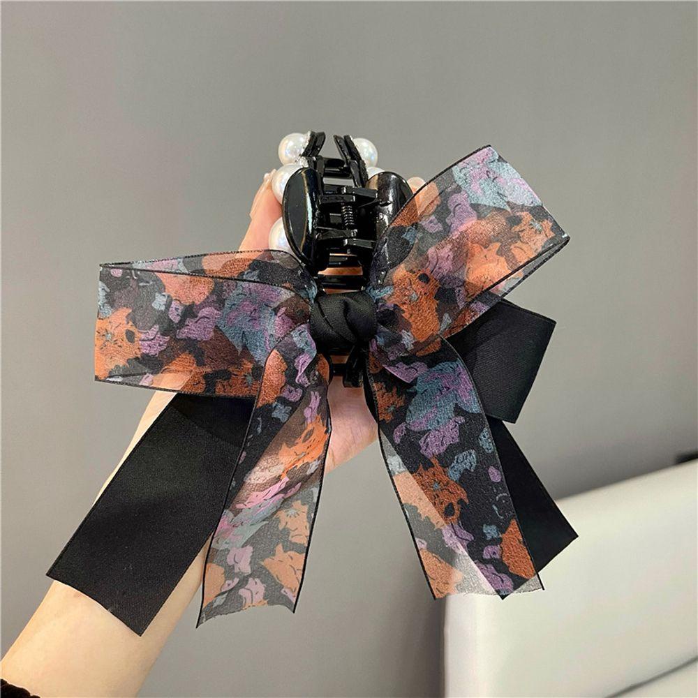 Kẹp Tóc Đuôi Ngựa Hai Lớp Họa Tiết Hoa Thanh Lịch Giá Đỡ