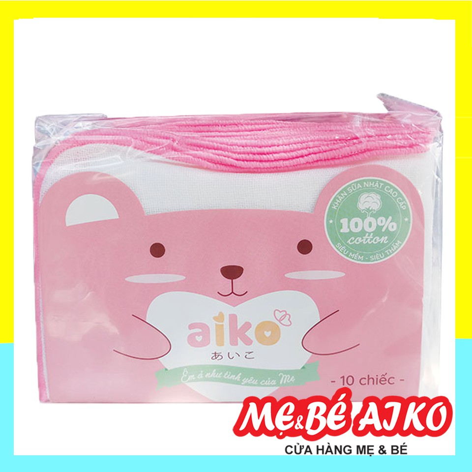 Khăn Sữa Xuất Nhật 4 Lớp Aiko 25x35 10 cái/túi