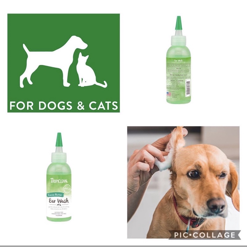 Dung dịch vệ sinh tai cho chó mèo Tropiclean Ear Wash làm sạch và ngăn ngừa viêm tai 118ml xuất xứ Mỹ