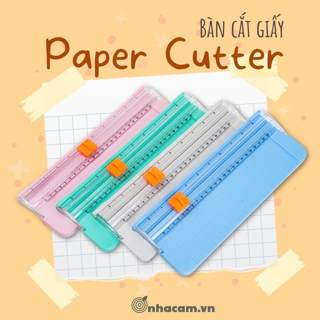 Bàn Cắt Giấy Kèm Thước Paper Cutter Nhà Cam 4 màu dễ thương