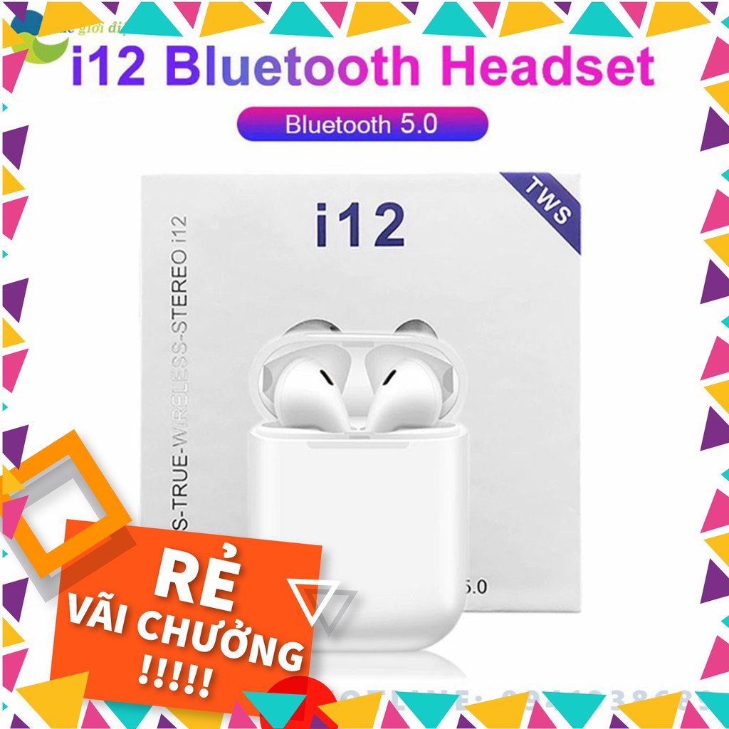 [SALE] Tai nghe bluetooth I12 TWS - Bảo hành 6 tháng - Shop Thế giới điện máy .