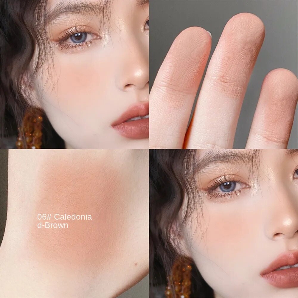 🌈Phấn má mềm mịn 6 màu tùy chọn kiềm dầu kháng nước lâu trôi gắn gương