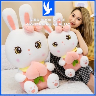 Gấu bông gối ôm cho bé gái hình thỏ con ôm quả đào - Thỏ bông Hàng cao cấp Birdbook