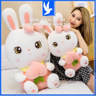 Gấu bông gối ôm cho bé gái hình thỏ con ôm quả đào - Thỏ bông Hàng cao cấp Birdbook