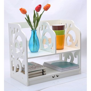Kệ sách để bàn 2 tầng hoa chồi bản to mose ms-ks003
