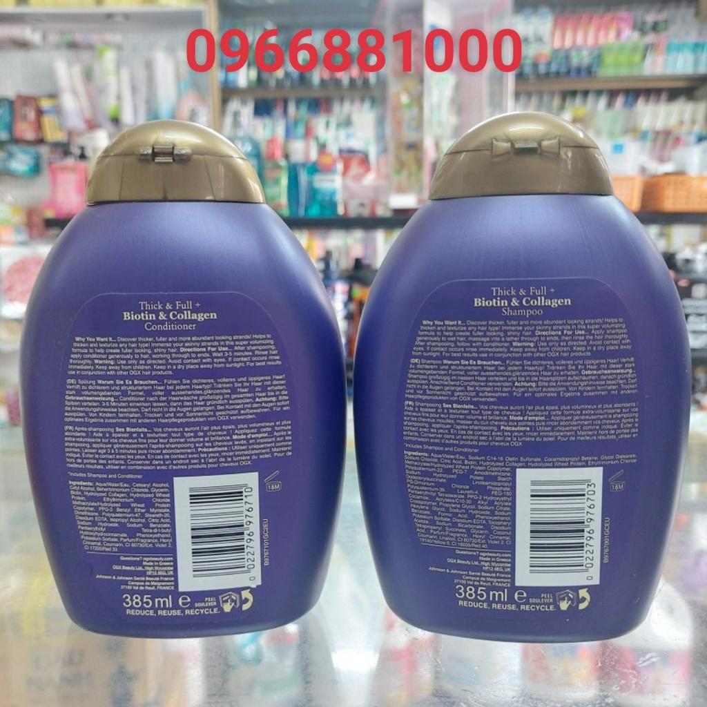 Bộ Dầu Gội Xả OGX Biotin&collagen Mỹ 385+385ml