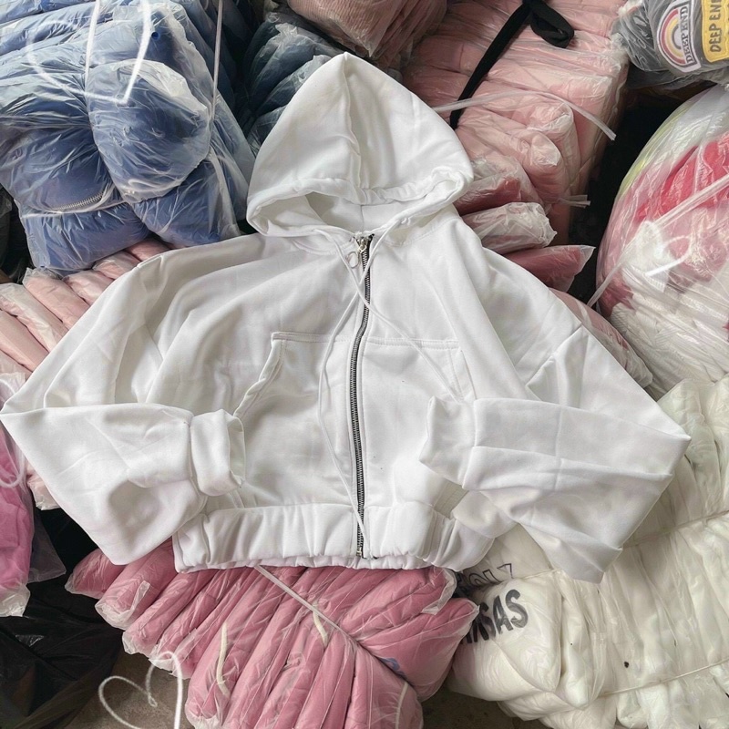 Áo khoác nỉ dây kéo cánh dơi form croptop - Hoodie zip croptop