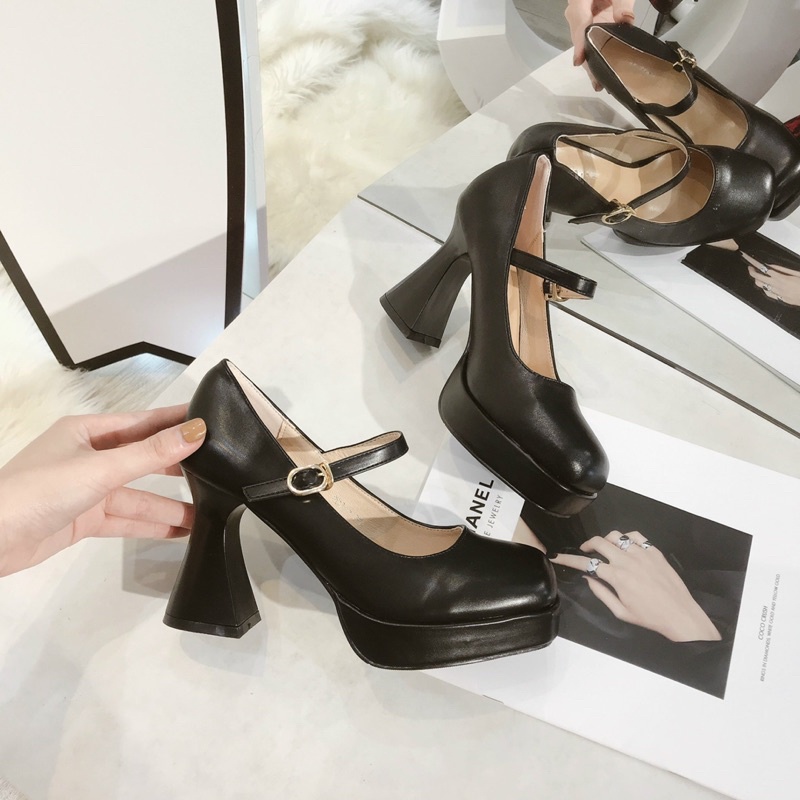 MẪU MỚI - Giày Cao Gót Đế Vuông Quai Cài Phong Cách Tiểu Thư Hàng Đẹp Loại 1