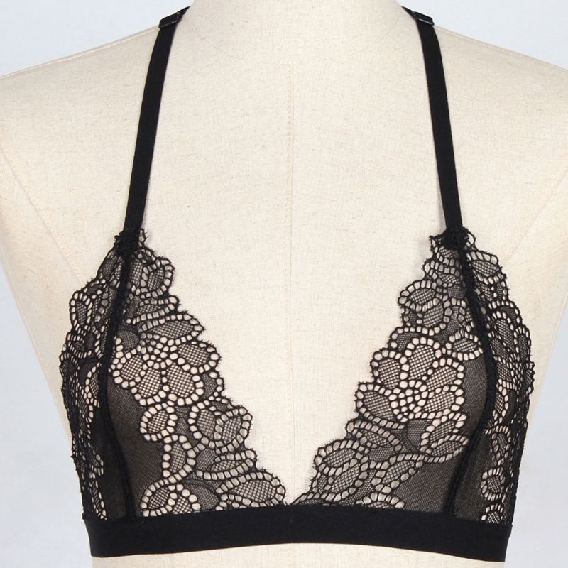 Áo Bralette Ren Hoa Cổ V Khoét Sâu Gợi Cảm