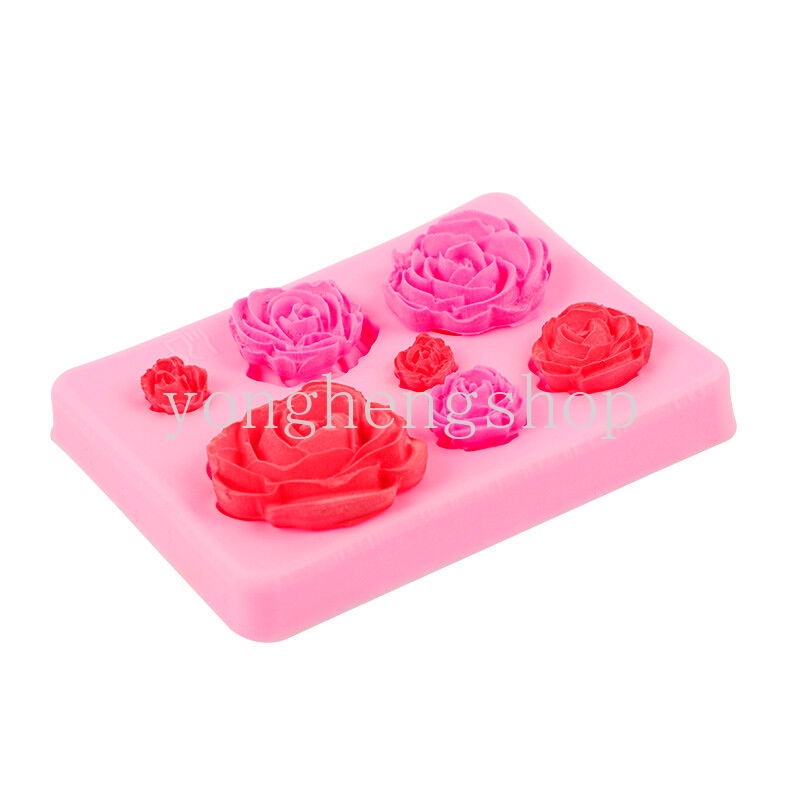 Khuôn Silicone Tạo Hình Hoa Hồng Nở 3D Trang Trí Bánh DIY