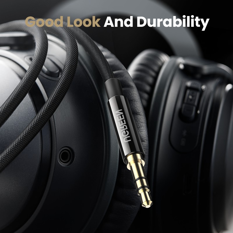 Cáp âm thanh Ugreen Hi-Fi bện nilon giắc cắm 3.5mm dùng cho xe hơi