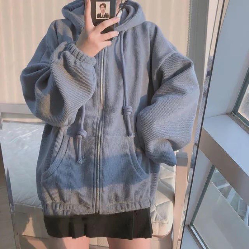 Áo khoác Hoodie zip chống nắng bo chun siêu dễ thương