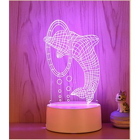 Đèn Led 3D mẫu cá heo dễ thương, đèn trang trí tết, quà tặng, quà valentine