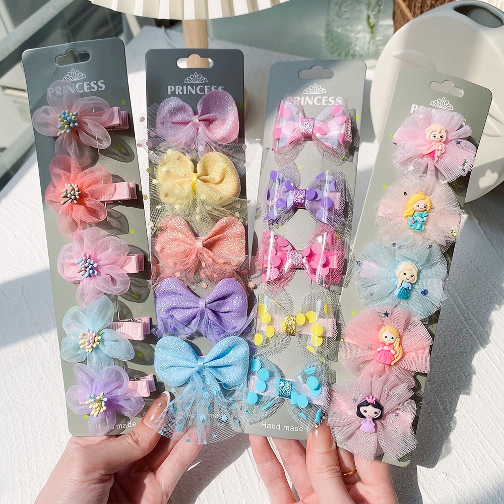 Set 5 kẹp tóc nơ KIDSBOWS nhiều màu sắc thời trang dễ thương cho bé gái