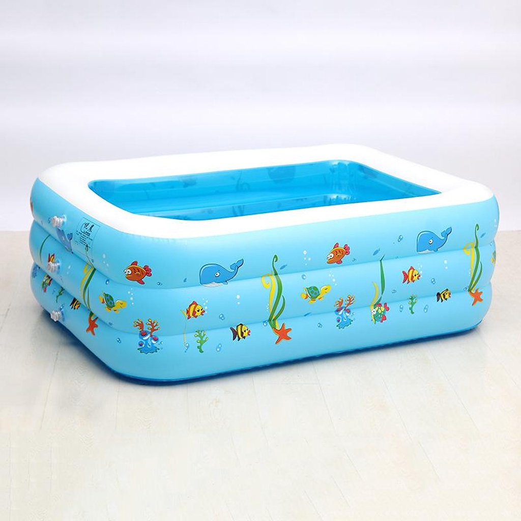 BỂ BƠI PHAO BƠI mùa hè cho bé /1,3M/1,5M/1,8M/2,1M CHỮ NHẬT 3 TẦNG