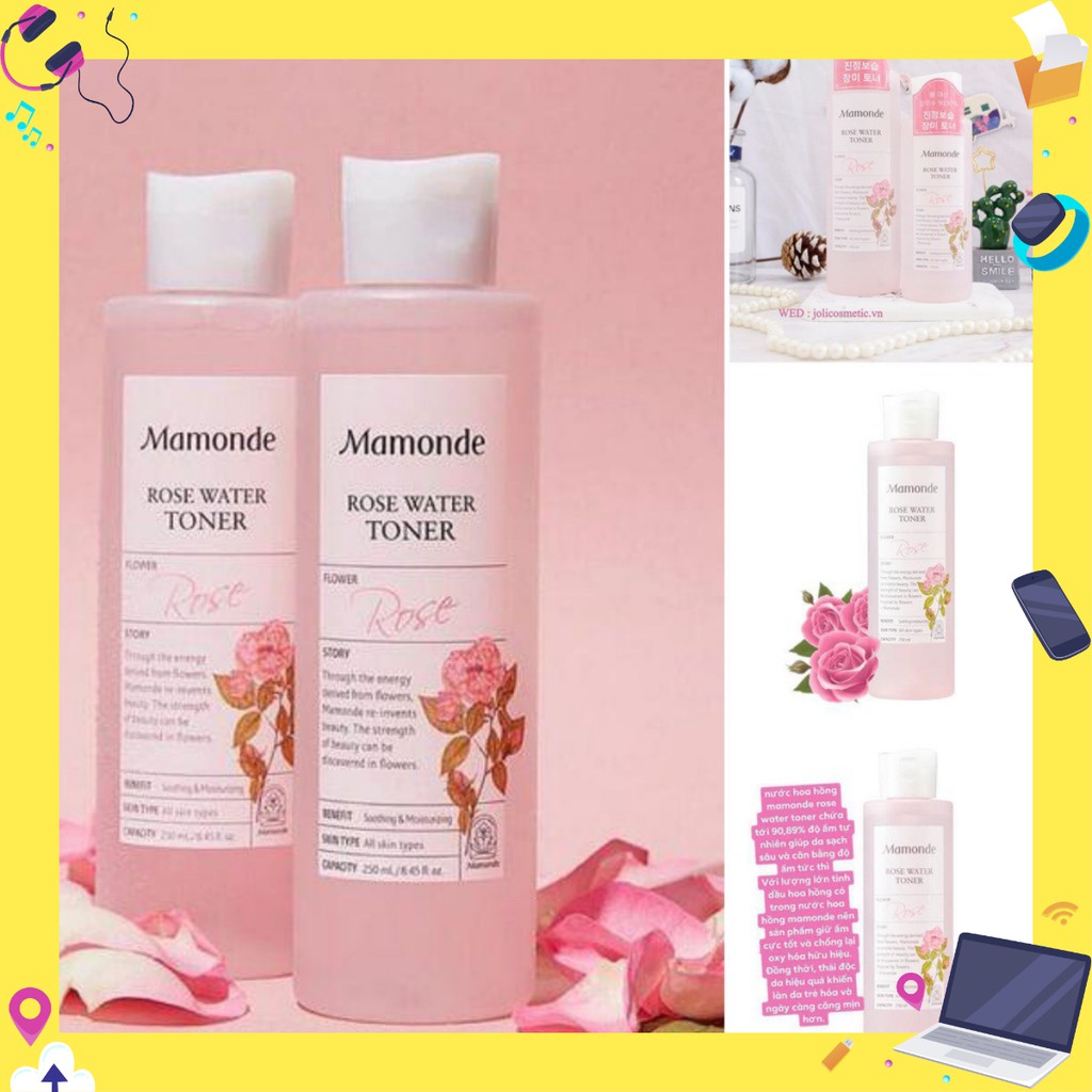 Combo 2 Nước Hoa Hồng 250ml cấp ẩm Mamonde Rose Water (Bản 2020) (bongcase)