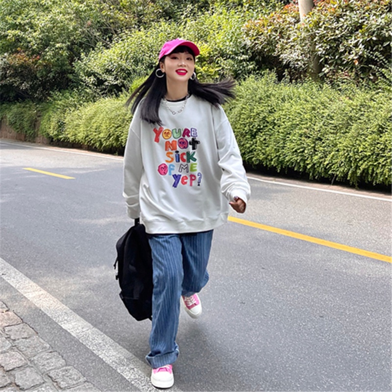 NRVP Áo Hoodie Dáng Rộng Thời Trang Hàn Quốc Đơn Giản Cá Tính Cho Nữ