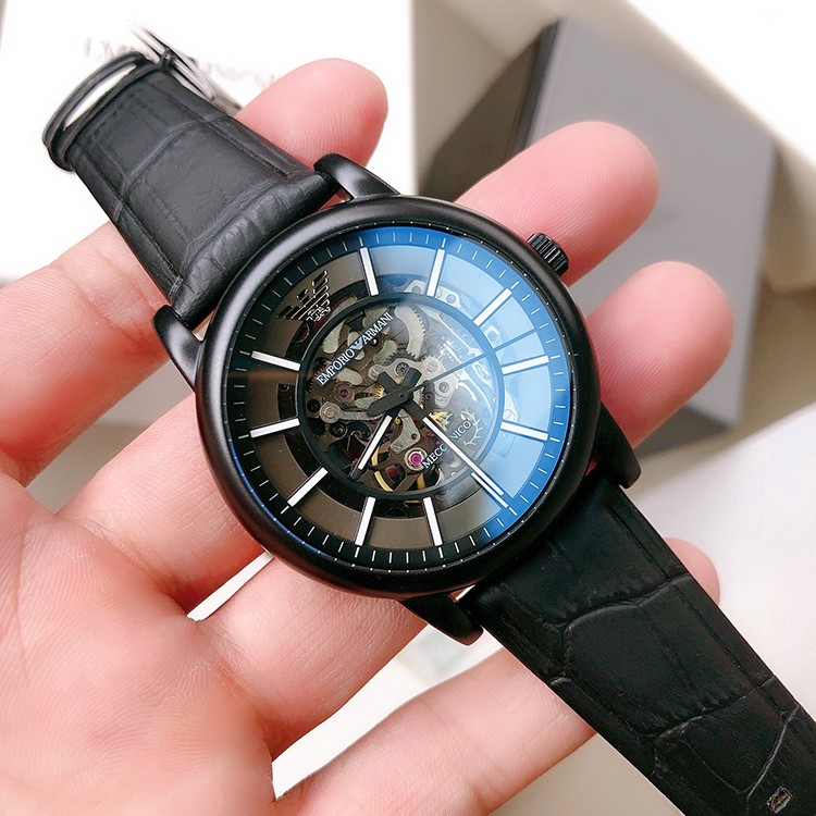 ĐỒNG HỒ NAM ARMANI AUTOMATIC , DÂY DA, HỞ MẶT , SIZE 43MM , FULLBOX HÃNG