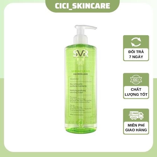 Tẩy trang SVR ebiaclear Eau Micellaire 400ml Cho Da Nhạy Cảm Da Thường Loại Bỏ Dầu cho da mặt skincare chính hãng Pháp