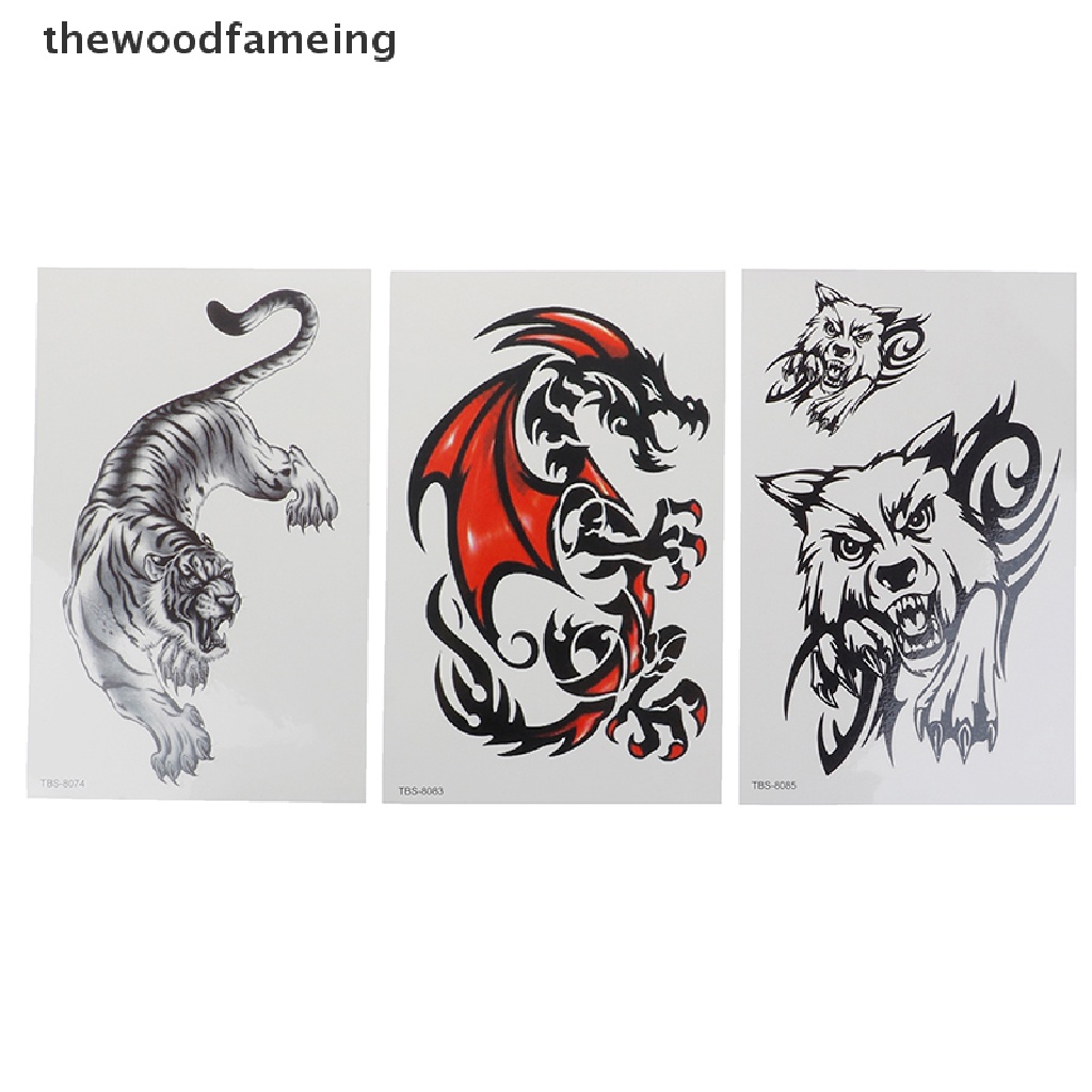 Hình xăm dán trang trí cơ thể tạm thời hình sói bò cạp rồng chống nước