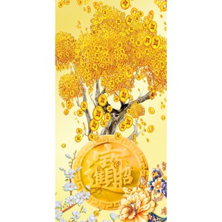 Tranh dán tường 3D Cây kim tiền tài lộc kt  60CM*120CM