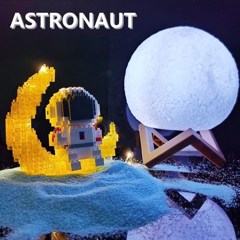 ĐỒ CHƠI] Lego Nano 3D Phi Hành Gia Tai Thỏ Mặt Trăng Có Đèn