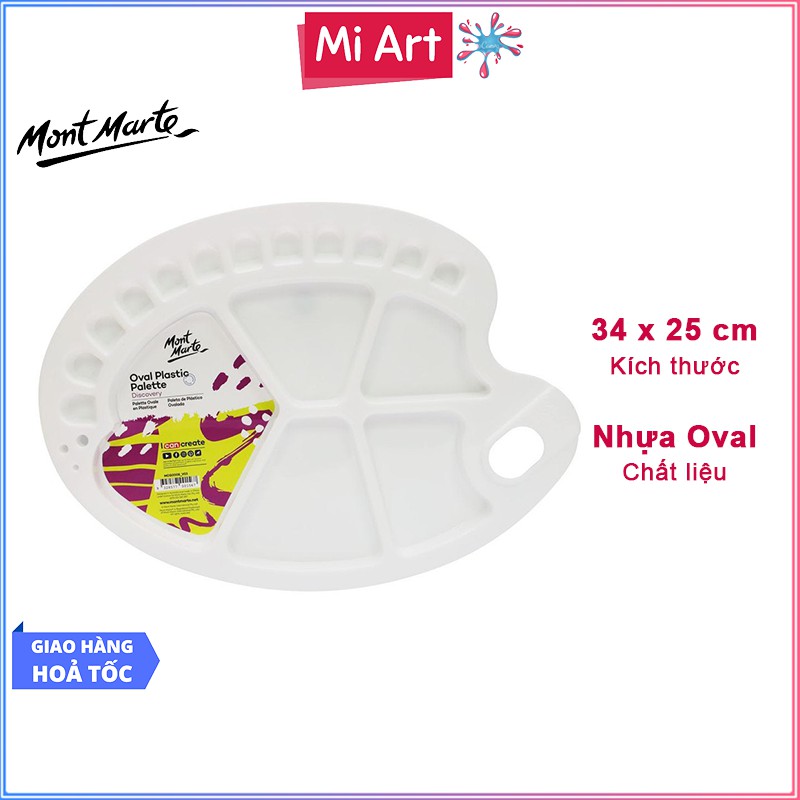 Khay Pha Màu Nhựa Oval 34x25cm Mont Marte - Oval Plastic Palette 34x25cm - MCG0008