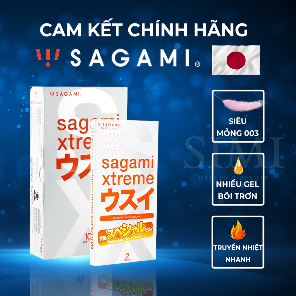 [QUÀ TẶNG] Bao cao su siêu mỏng SAGAMI Super Thin 003 Nhật Bản kiểu truyền thống nhiều gel bôi trơn bcs sieu mong