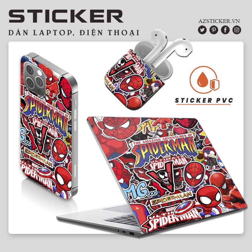 [Set 100+] Sticker Spider Man - Người Nhện | Dán Nón Bảo Hiêm, Điện Thoại, Laptop, Bình Nước...Chống Nước, Chống Bay Màu