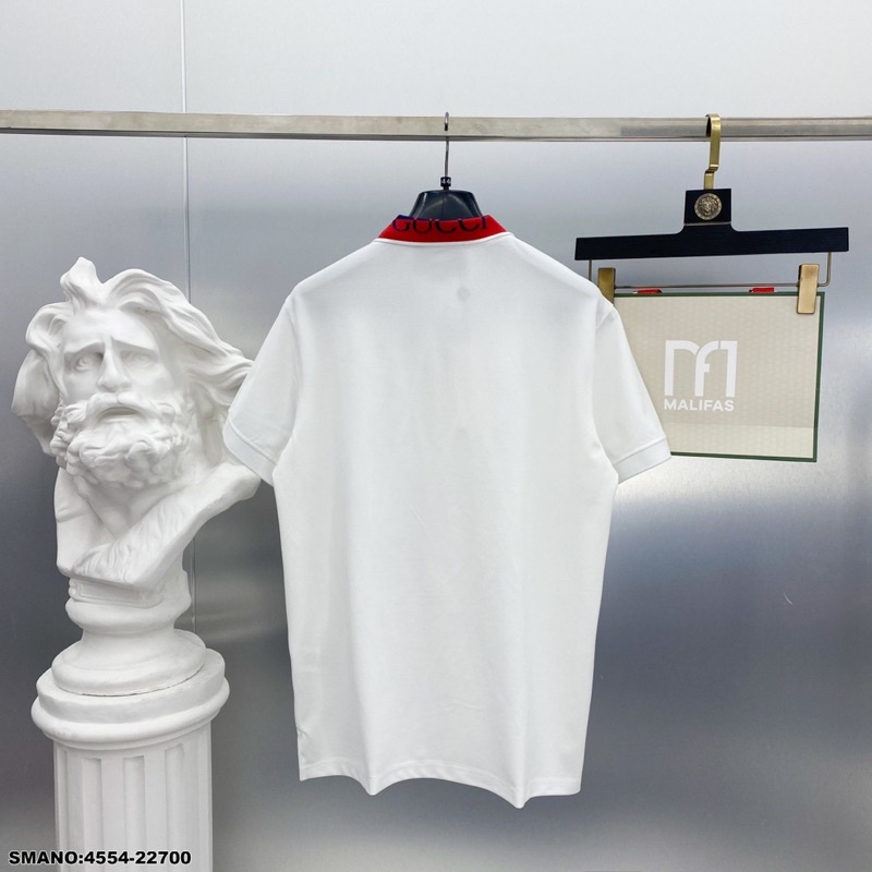 Áo polo Nam cotton gai pha cổ vạch chun màu chữ GG sau PL10P