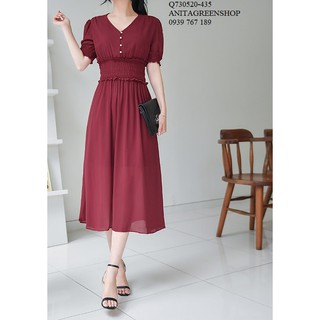 Q730520 ĐẦM VOAN MAXI NHÚN EO