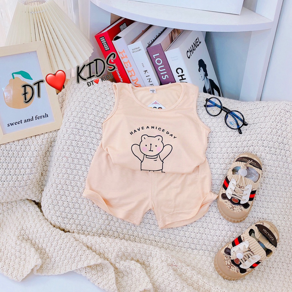 Bộ thun lạnh Minky Mom sát nách phiên bản gấu Have a nice day cho bé trai bé gái