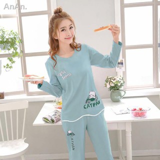 Bộ đồ ngủ tay dài dáng rộng kiểu Hàn Quốc thiết kế xinh xắn cho nữ